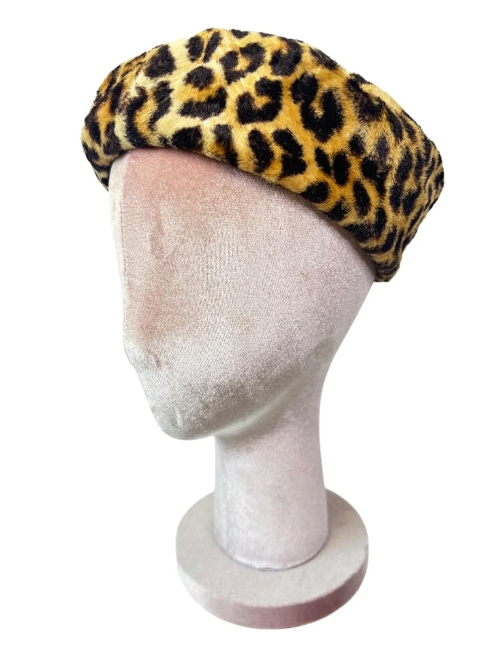 Vintage 1960s Leopard Faux Fur Beret‎ – Classic Parisian Style